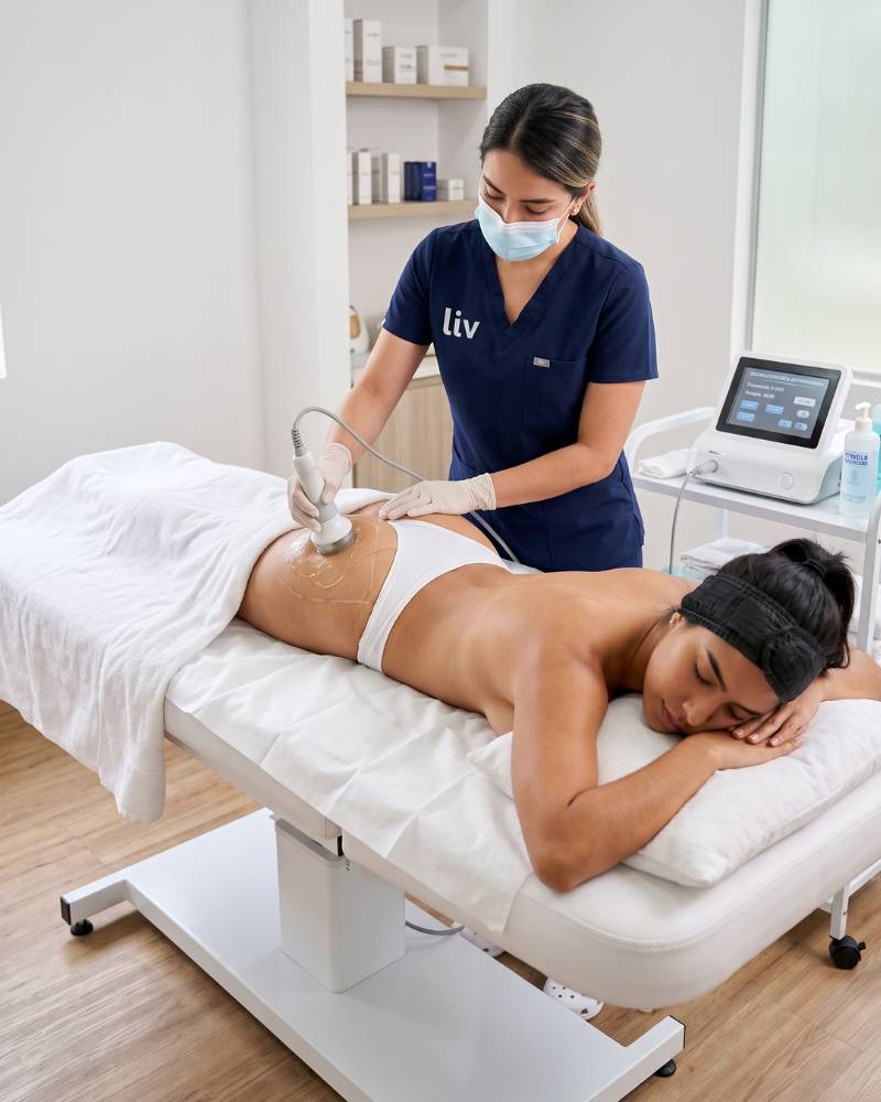 Foto de procedimiento de hidrolipoclasia ultrasónica en Medellín